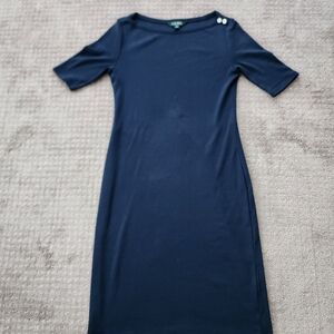 Lauren knit navy blue midi dress size M